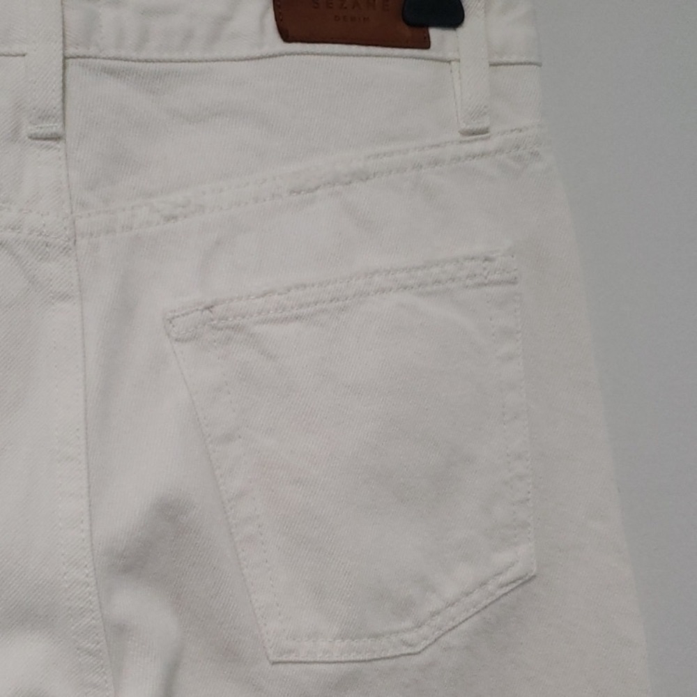 Sezane 1967 ecru denim high rise straight leg pants - Picture 8 of 16